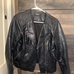 Topshop Black Quilted Leather Jacket